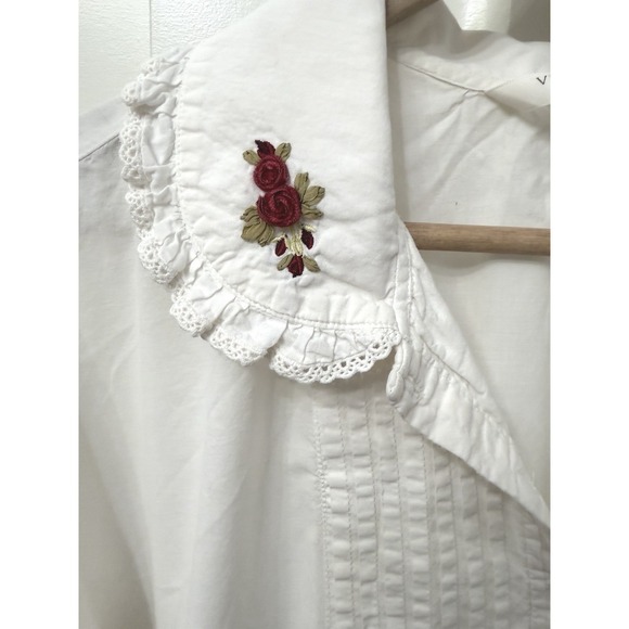 Victoria's Secret‎ Country Nightshirt Med Cream Cotton Rose Embroidered Vintage - Picture 3 of 7